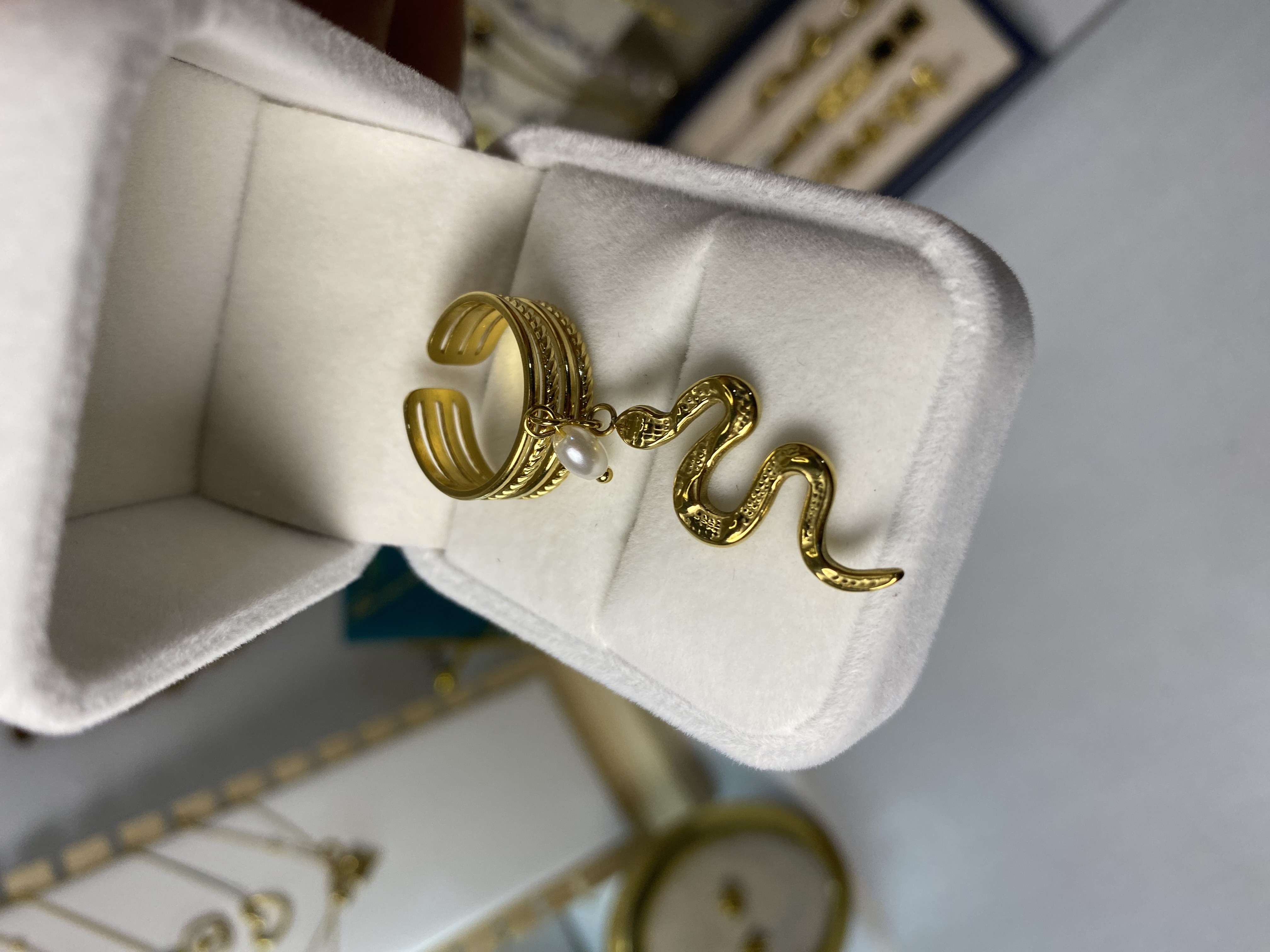 Stainless steel snake charm rings 