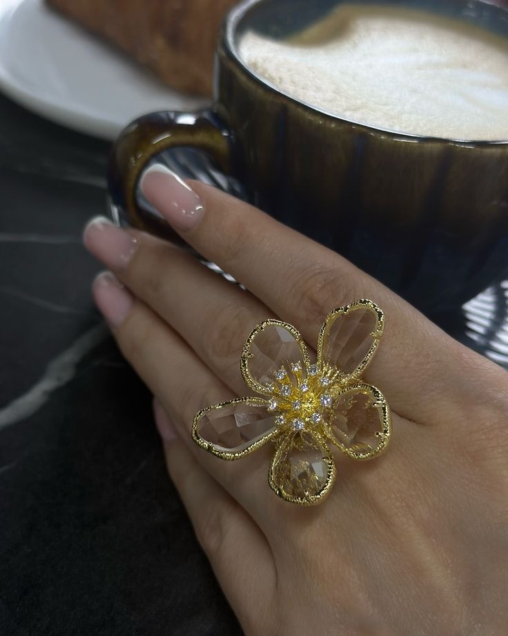 Crystal stone beautiful ring 