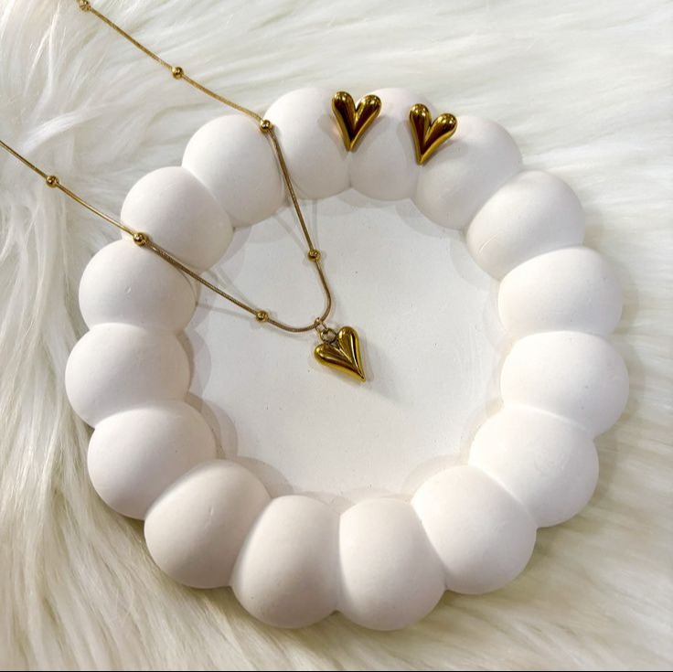 Heart stainless steel pendent set 